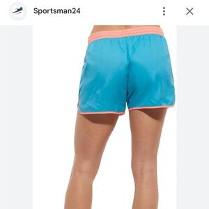 Teal Athletic Shorts with Orange Accents